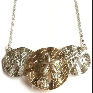 Silver Gold Sand Dollar Necklace 18" Sea Life